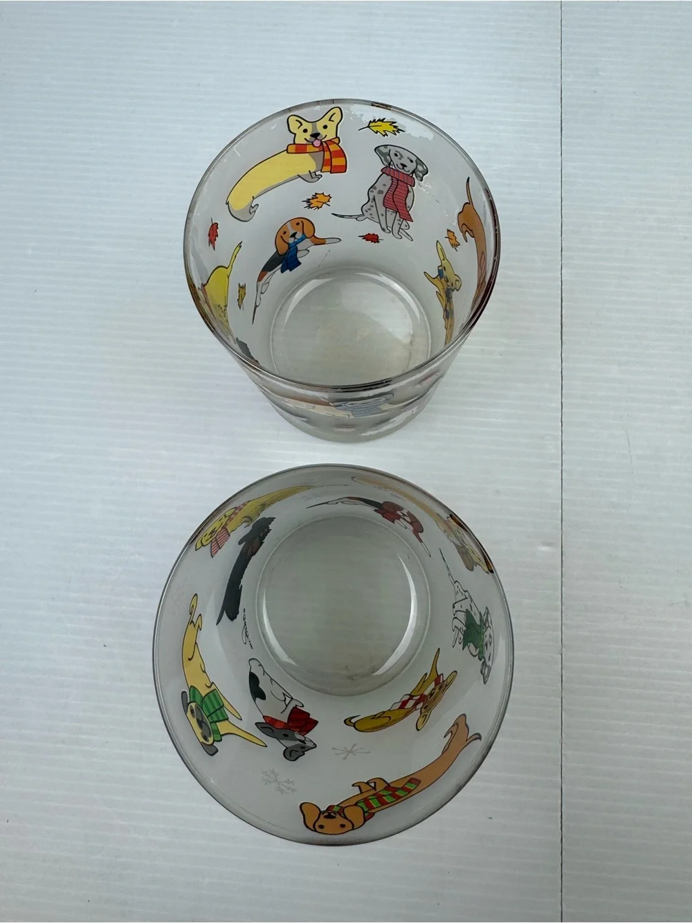 Culver Ltd Frosted Glasses Dogs In Scarves Set Of 2 Rocks Tumblers Flawed As Is